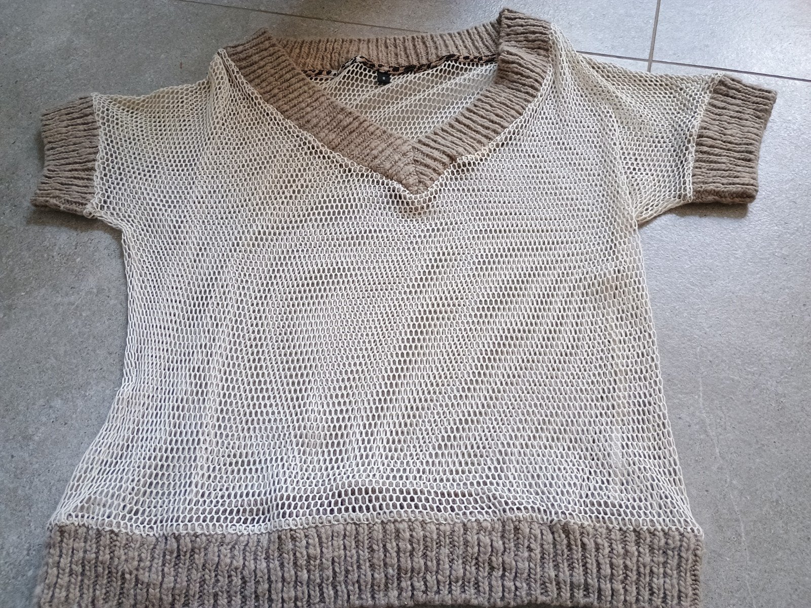 Luchtige katoenen top met wollen rand - 10DAYS, Maat 38/40 (M), 10DAYS, Beige, Ophalen of Verzenden