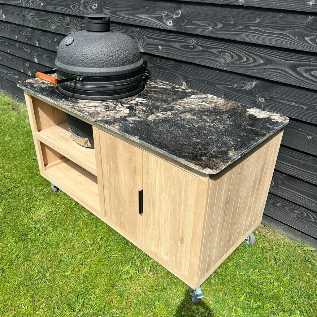 OP=OP Compacte Luxe Massief Eiken Barbeque Kast Incl Graniet, Maatwerk, Houtskool, Nieuw, Ophalen of Verzenden