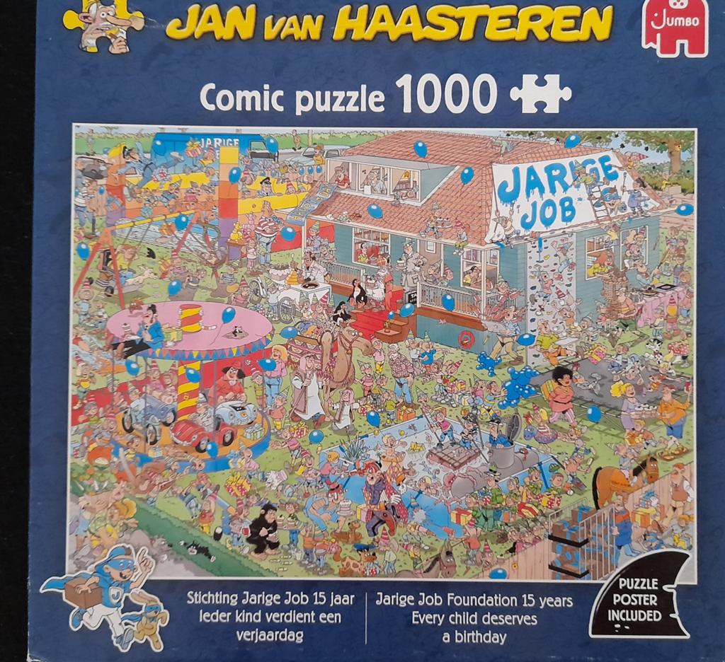 Puzzel Jan van Haasteren St. Jarige job 1.000 stukjes, Ophalen of Verzenden, 500 t/m 1500 stukjes, Zo goed als nieuw