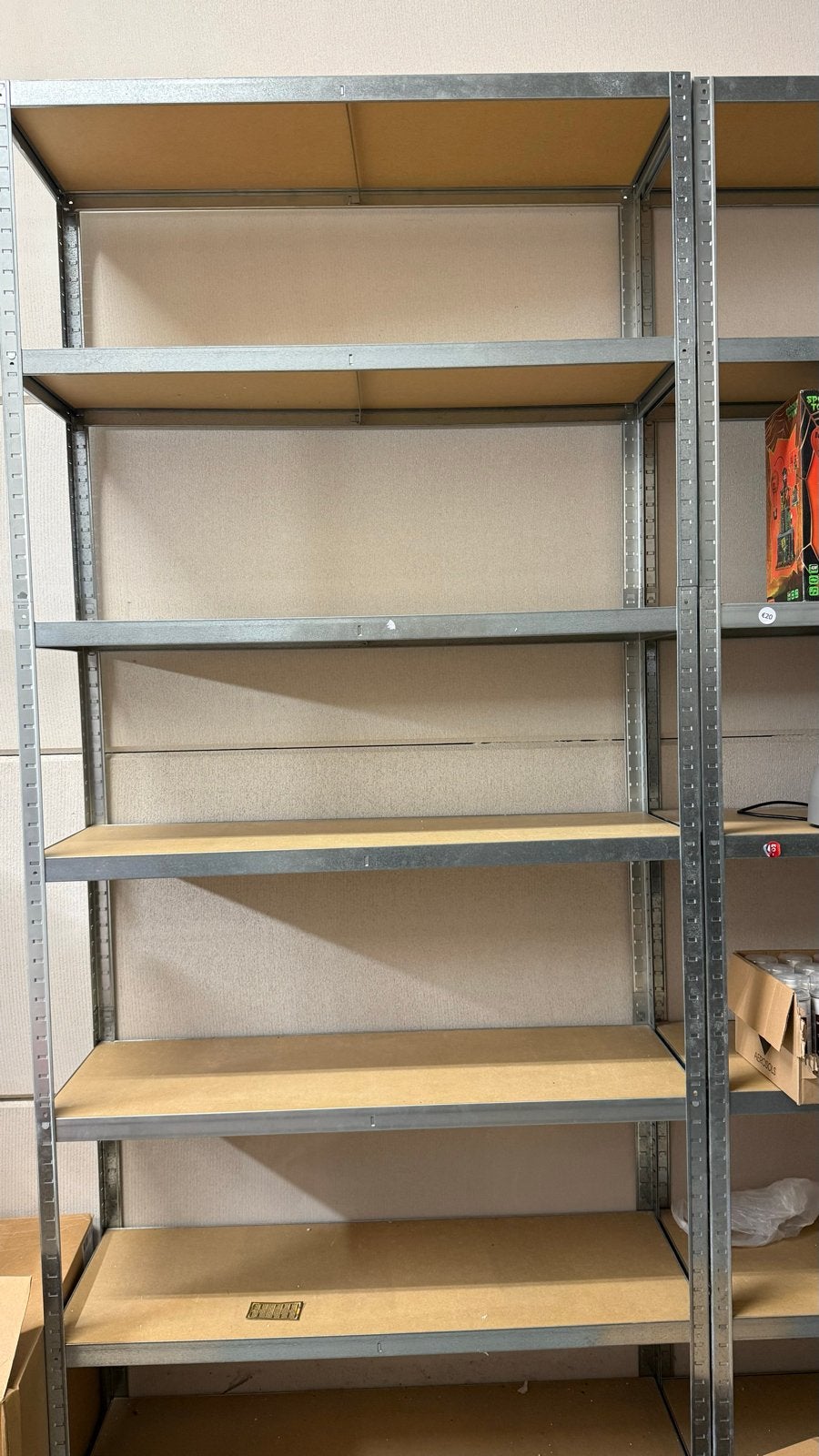 6x Stevige metalen stellingkast met houten planken, Ophalen, Gebruikt