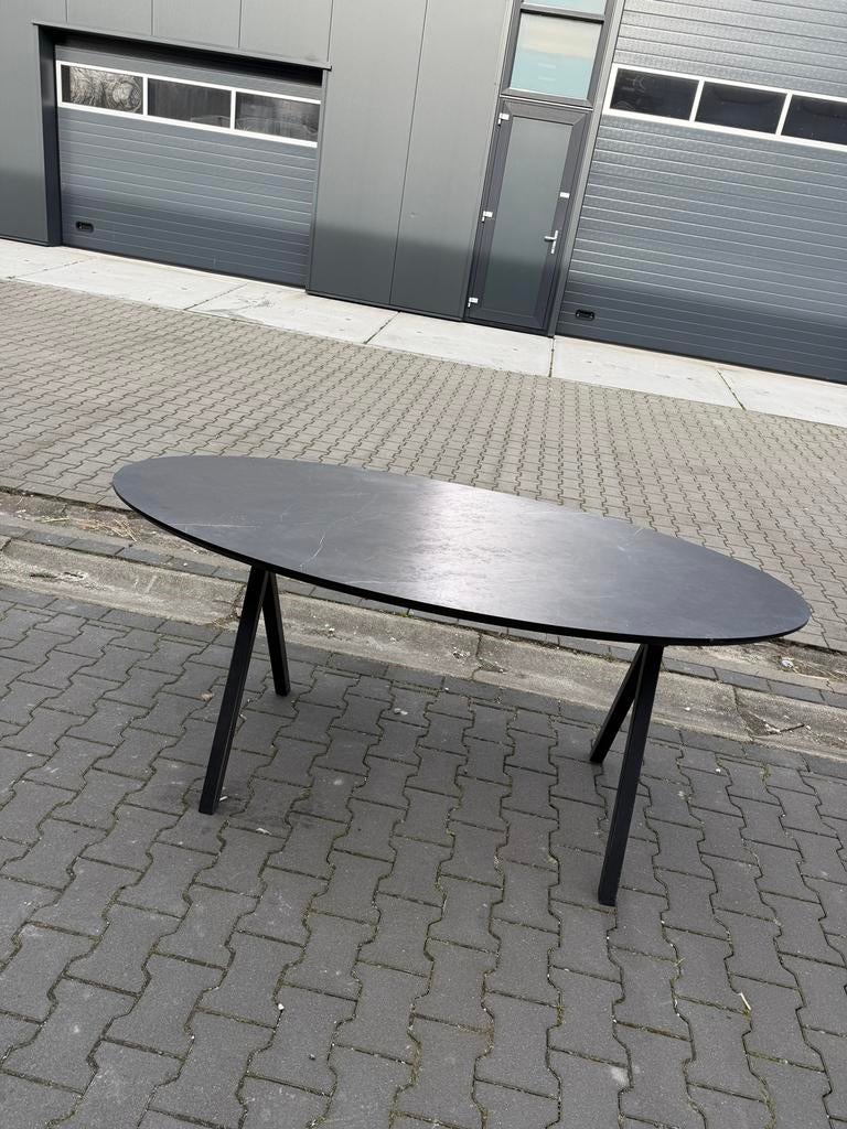 Ovale marmer eettafel zwart 180 x 90, Ophalen, 100 tot 150 cm, 200 cm of meer, Zo goed als nieuw