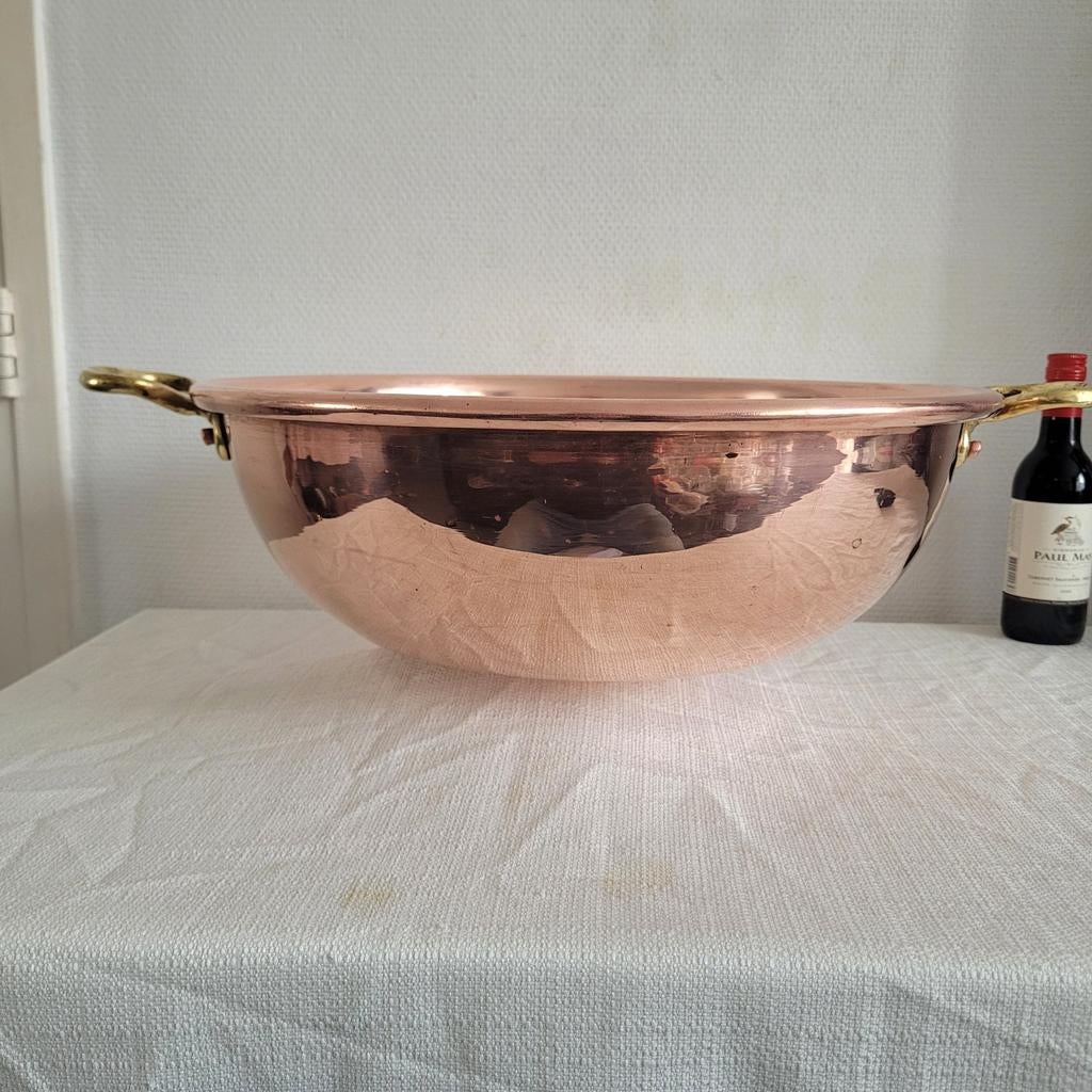 Zware grote antieke franse koperen pan jampan confiturepan, Huis en Inrichting, Keuken | Potten en Pannen, Ophalen of Verzenden