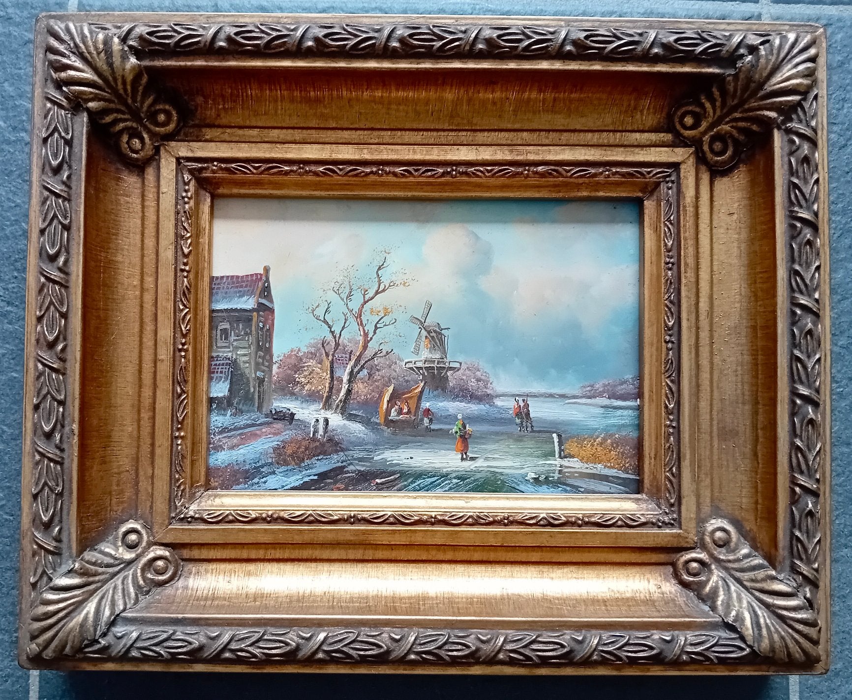 Klein ijsgezicht olieverf op paneel, Ophalen of Verzenden, Olieverf, Landschap, Paneel