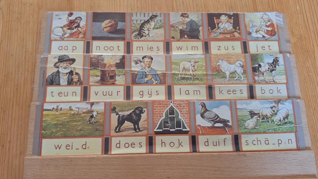 Leesplankje aap noot mies wim zus jet teun vuur gijs enz., Ophalen of Verzenden