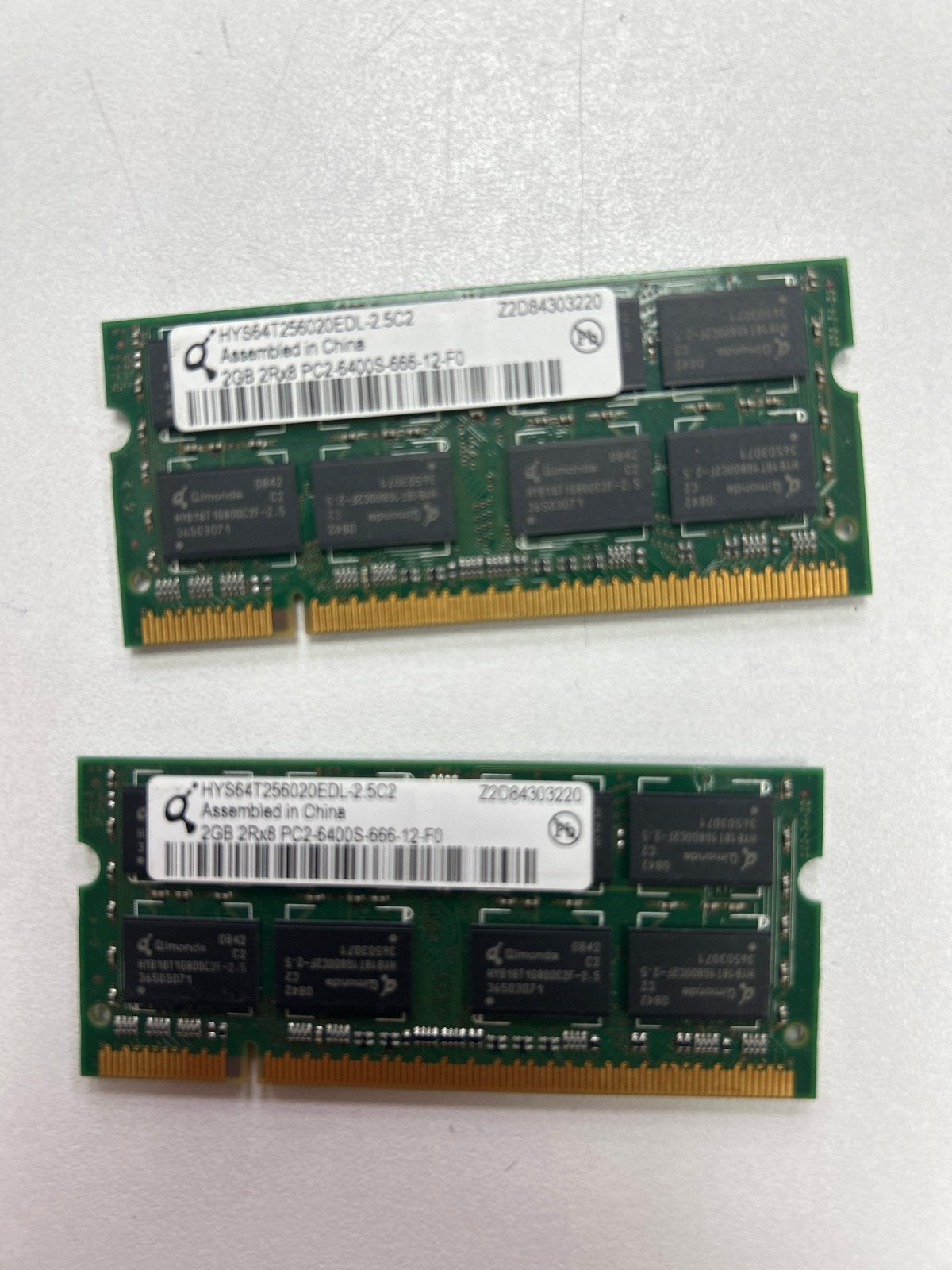 2x 2GB DDR2 RAM Geheugen voor Laptop (PC2-6400S), Ophalen of Verzenden, Gebruikt, DDR2, Laptop