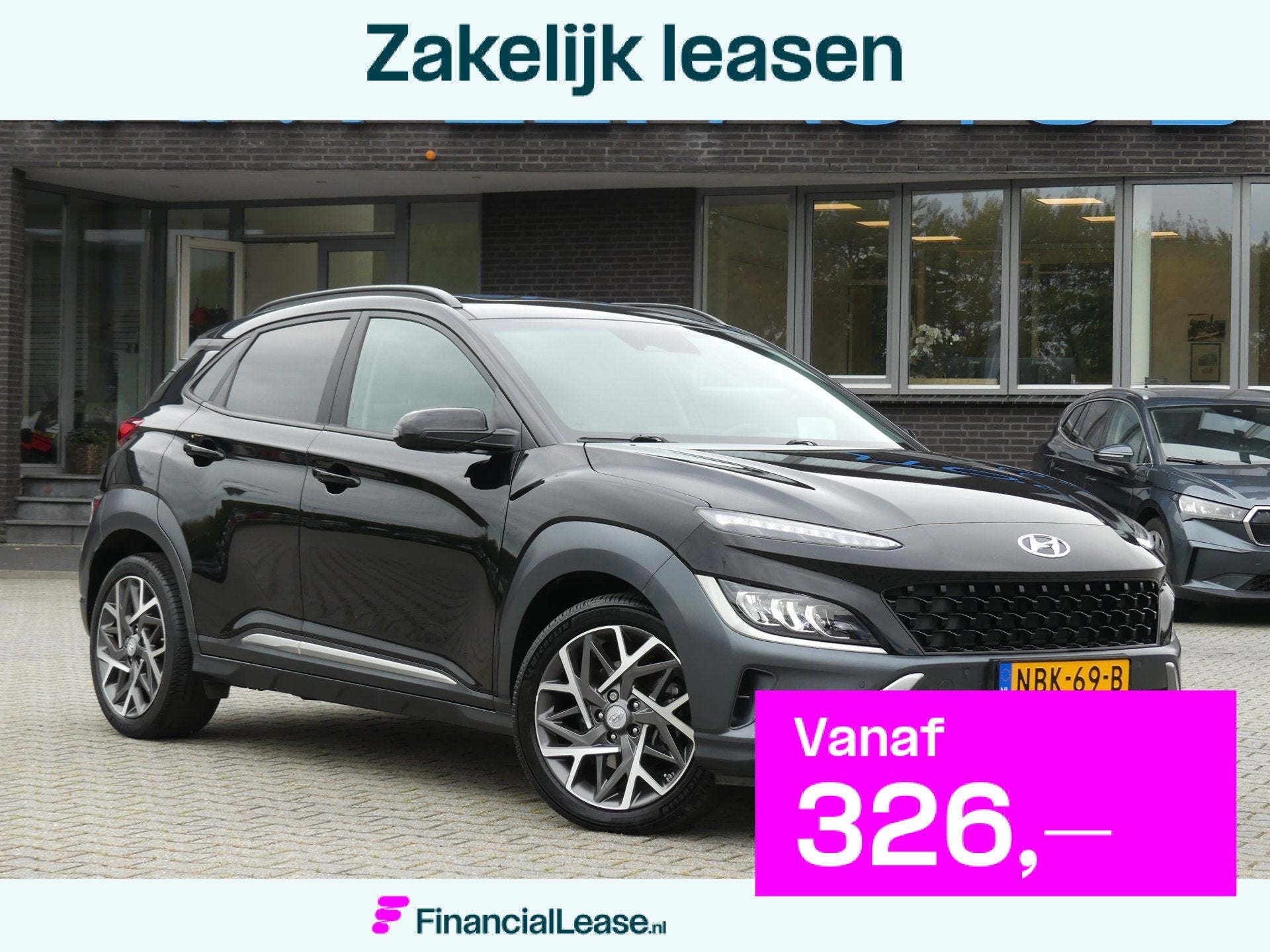 Hyundai KONA 1.6 GDI HEV Fashion Design Premium Sky / Schuif, Dealer onderhouden, Gebruikt, Zwart, Leder