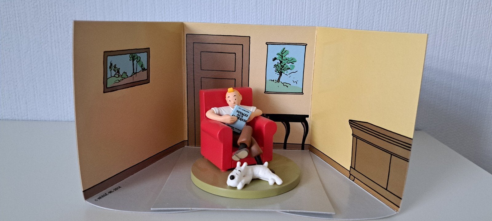 Kuifje en Bobbie beeldje in fauteuil - Hergé Moulinsart, Verzamelen, Ophalen of Verzenden, Zo goed als nieuw