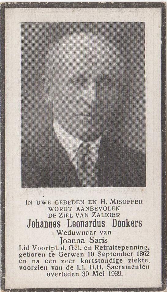 Johannes L. Donkers 1862 Gerwen + 1939 Gerwen, 76 jaar, Verzamelen, Verzenden