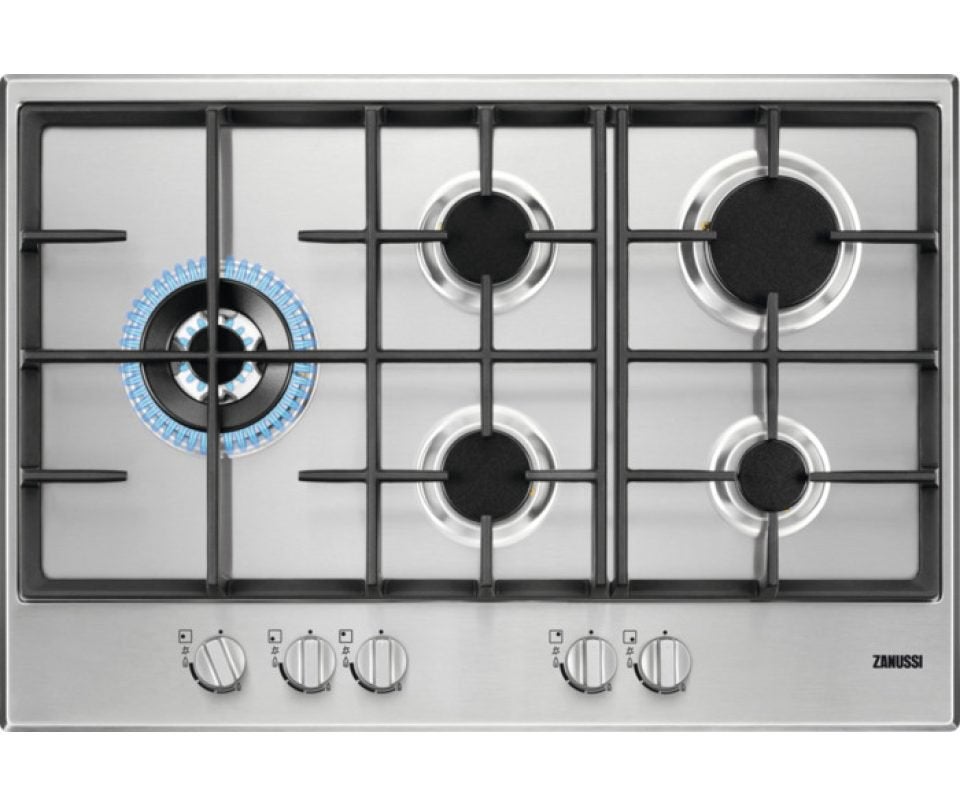 Zanussi ZGH76534XS Inbouw Gas Kookplaat RVS 5 Pitten, Witgoed en Apparatuur, Kookplaten, Ophalen, Nieuw, Inbouw, Gas