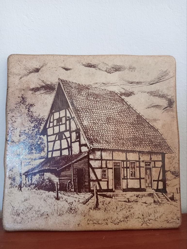Vintage decoratieve keramische tegel, Ophalen of Verzenden