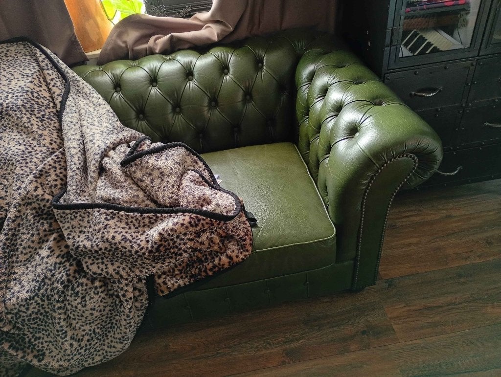 Vintage Chesterfield Tweezits Bank Groen, Ophalen