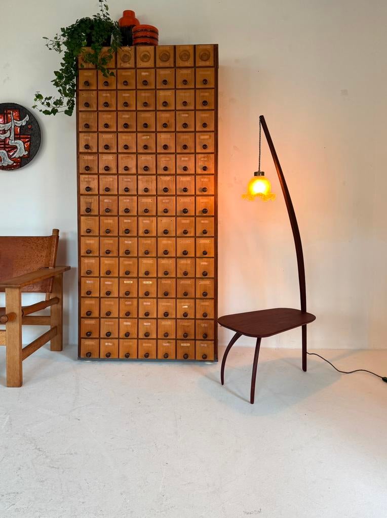 Vintage hengellamp ‘60, Vintage retro buisframe design rotan webbing papercord deens, 100 tot 150 cm, Ophalen of Verzenden, Zo goed als nieuw