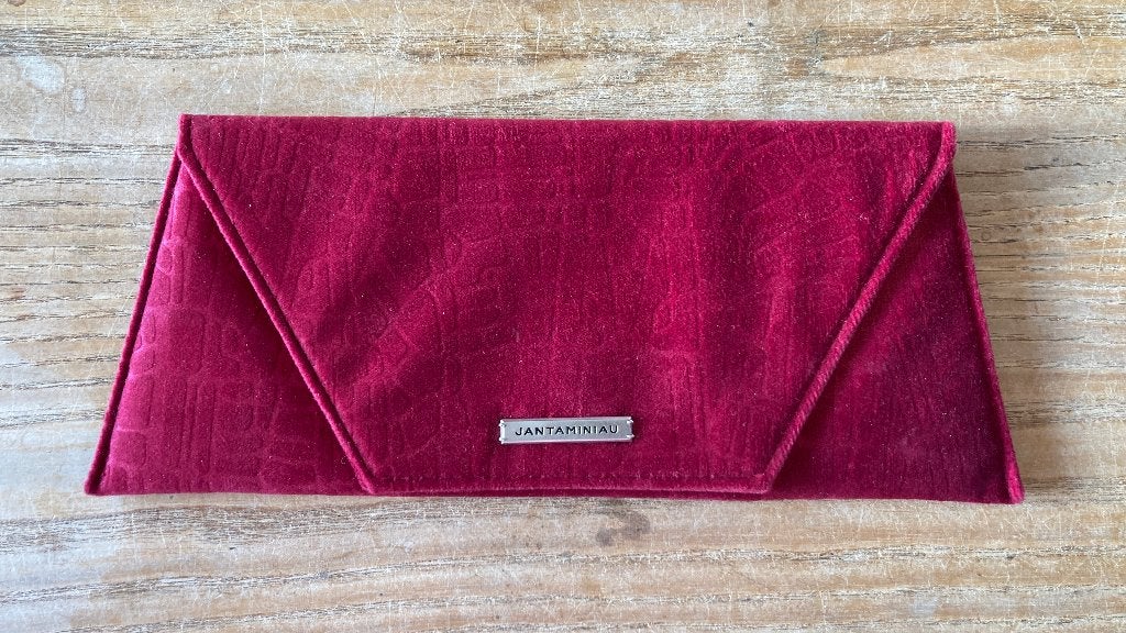Jan Taminiau & KLM - red velvet clutch tasje, Ophalen of Verzenden, Zo goed als nieuw, Rood, Avondtasje