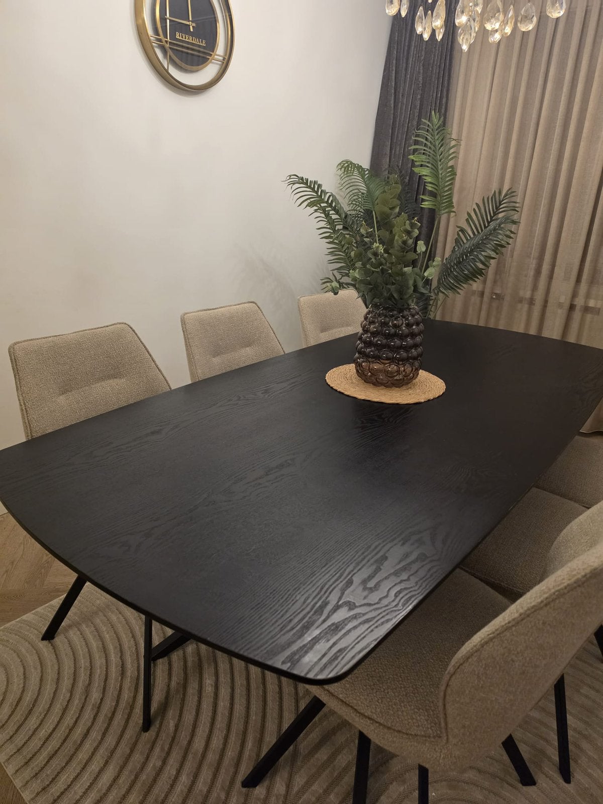 Zwarte eettafel 220cmx100cm, Huis en Inrichting, Tafels | Eettafels, Ophalen, 200 cm of meer, 50 tot 100 cm, Zo goed als nieuw