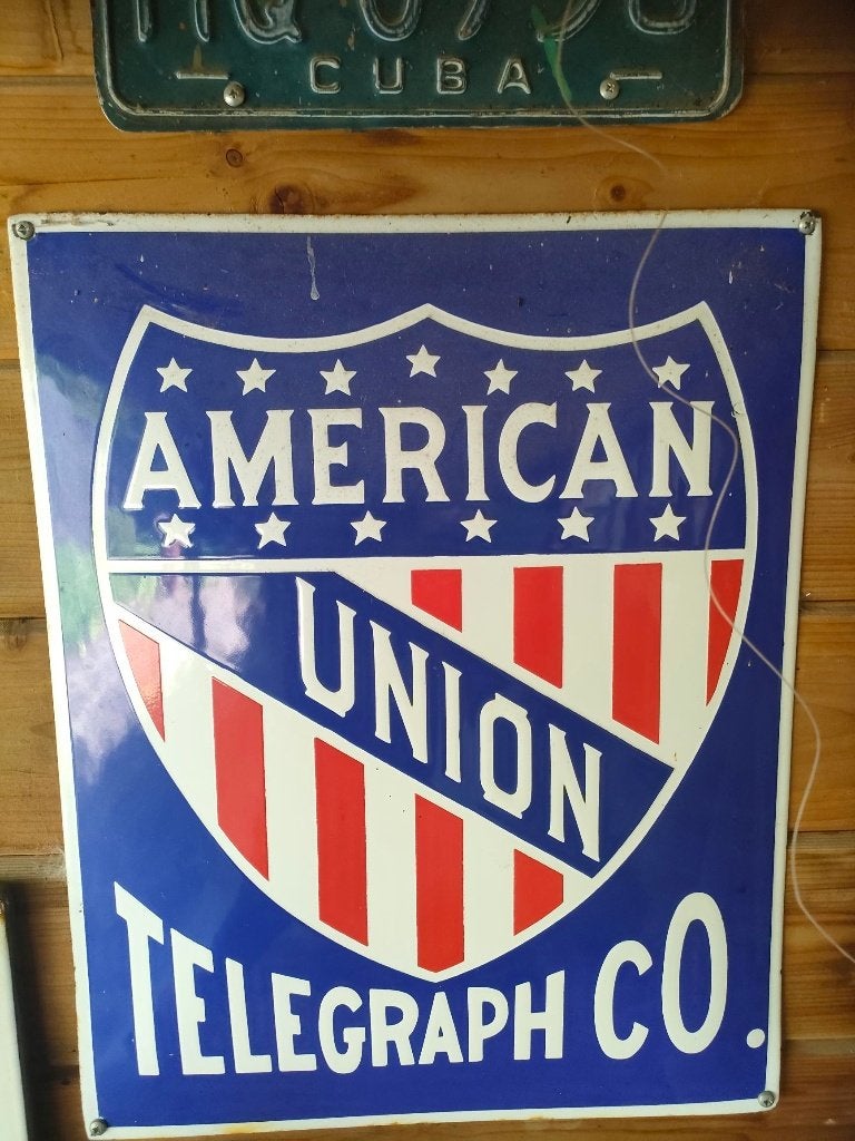 American union emaille bord, Ophalen of Verzenden, Zo goed als nieuw, Reclamebord