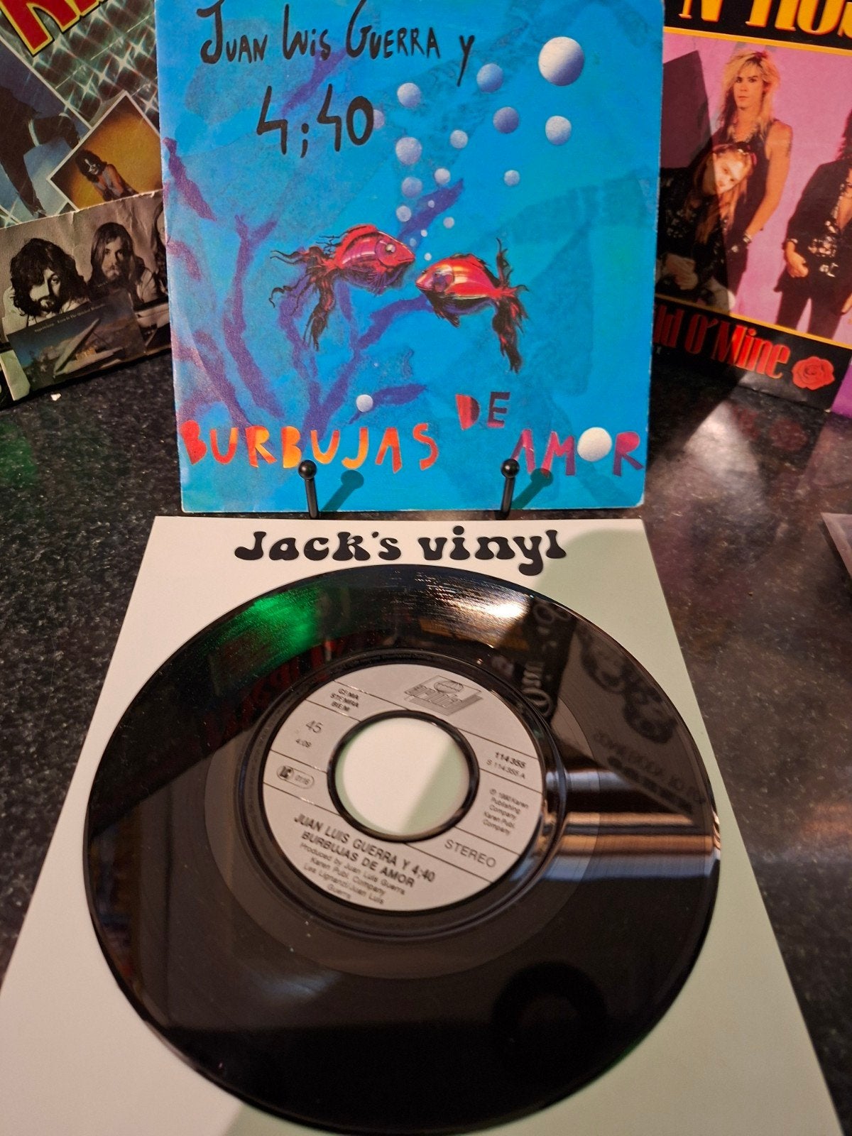 Juan Luis Guerra y 4:40 - Burbujas de Amor 1991, 1990 - 1999, 7 inch, Ophalen of Verzenden, Fotohoes