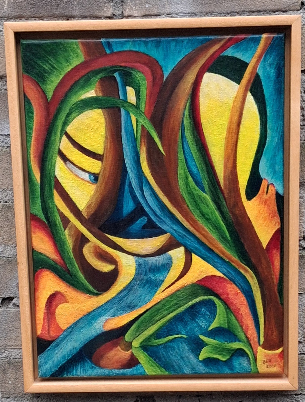 L' OEIL DE LA PEUR. Sign.  Acryl/doek.  33/43 cm., Ophalen