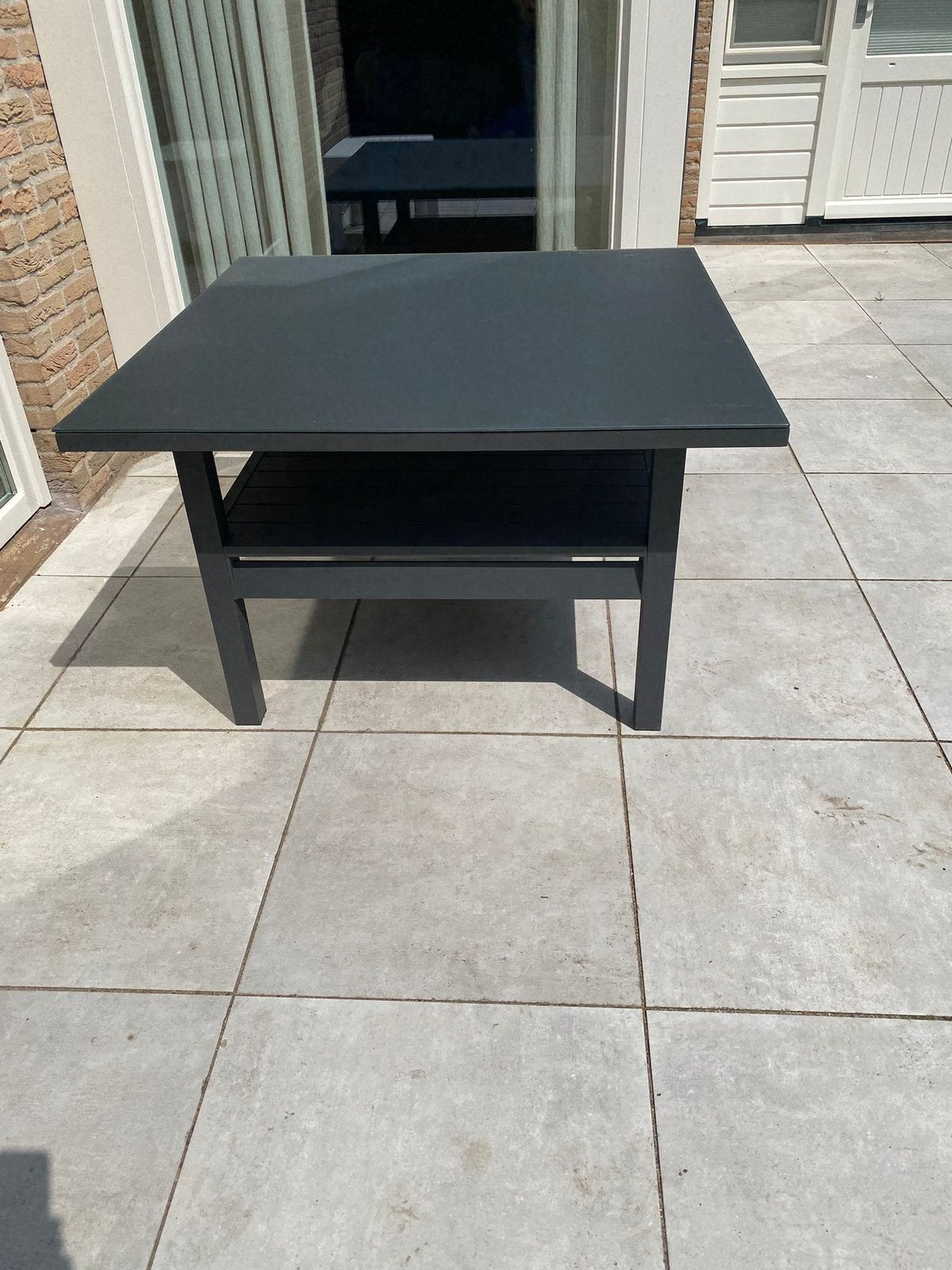 Aluminium tuintafel met glazen blad afmeting 110x110x70 ZGAN, Ophalen, Zo goed als nieuw, Rechthoekig, Aluminium