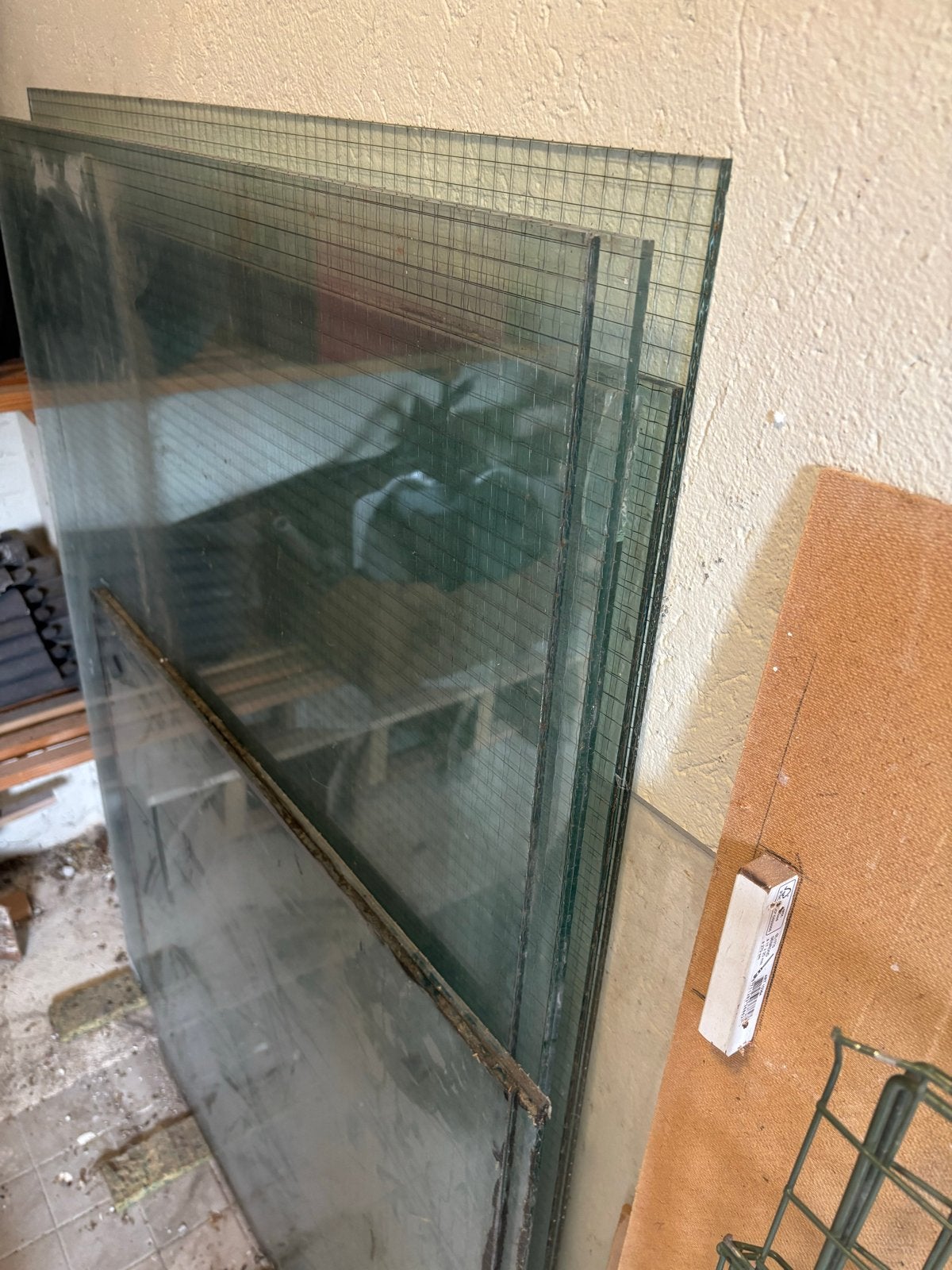 Diverse glasplaten met draadglas, Doe-het-zelf en Verbouw, Glas en Ramen, Ophalen, Gebruikt, Minder dan 80 cm, 80 tot 120 cm