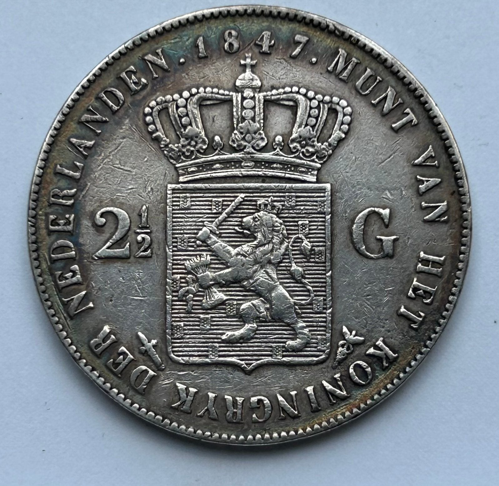 Rijksdaalder 1847, Postzegels en Munten, Munten | Nederland, Ophalen of Verzenden, Koning Willem II, 2½ gulden