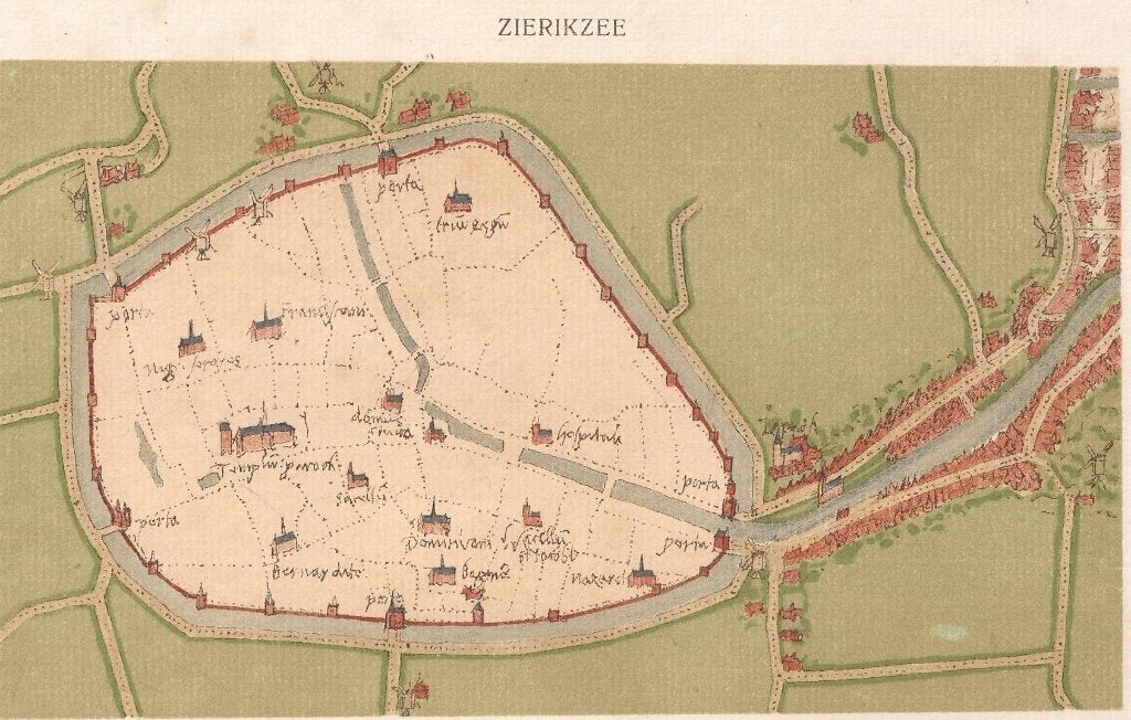 Zierikzee Minuutkaart van de stad door Jacob van Deventer, Cartografie, Ophalen of Verzenden, Origineel, 12 cm