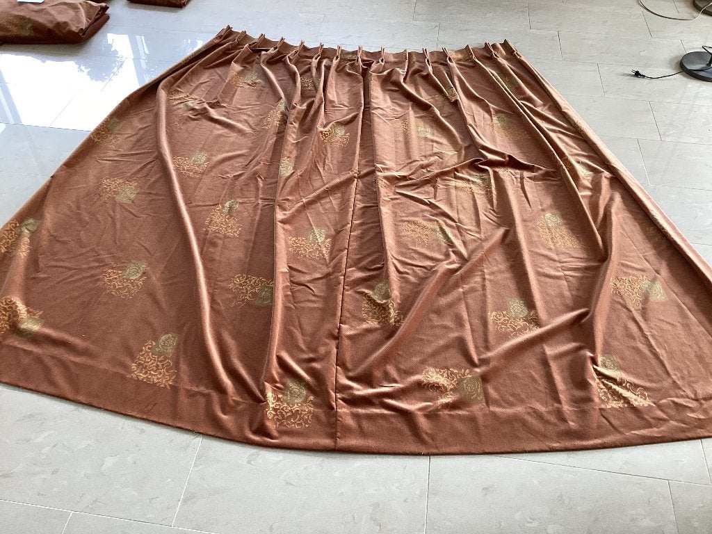 Gordijnen cognac bruin 2x  150x 212, Gebruikt, Bruin, 150 cm, Fluweel