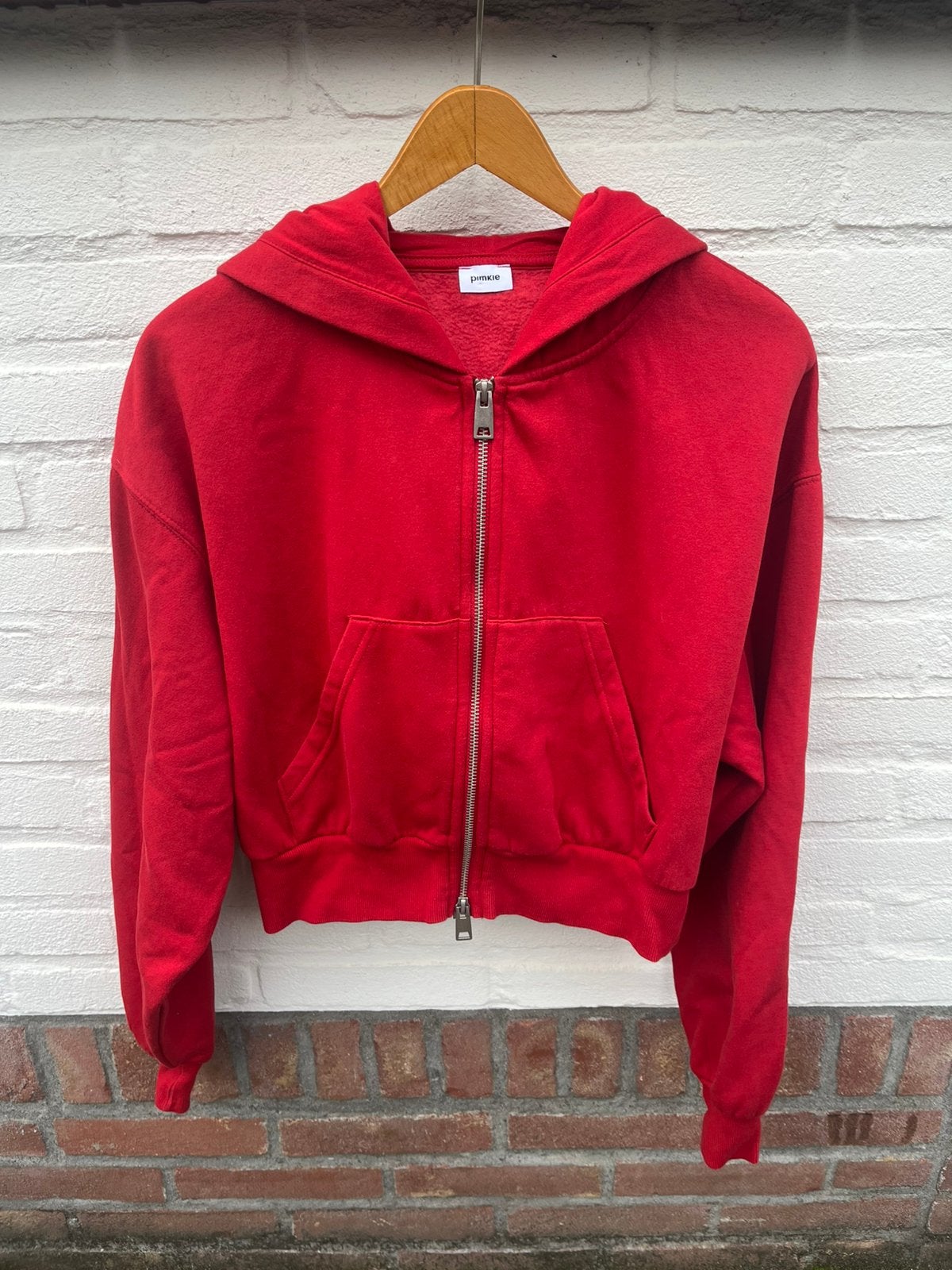Pimkie warme rode cropped hoodie met rits maat M vest, Ophalen of Verzenden