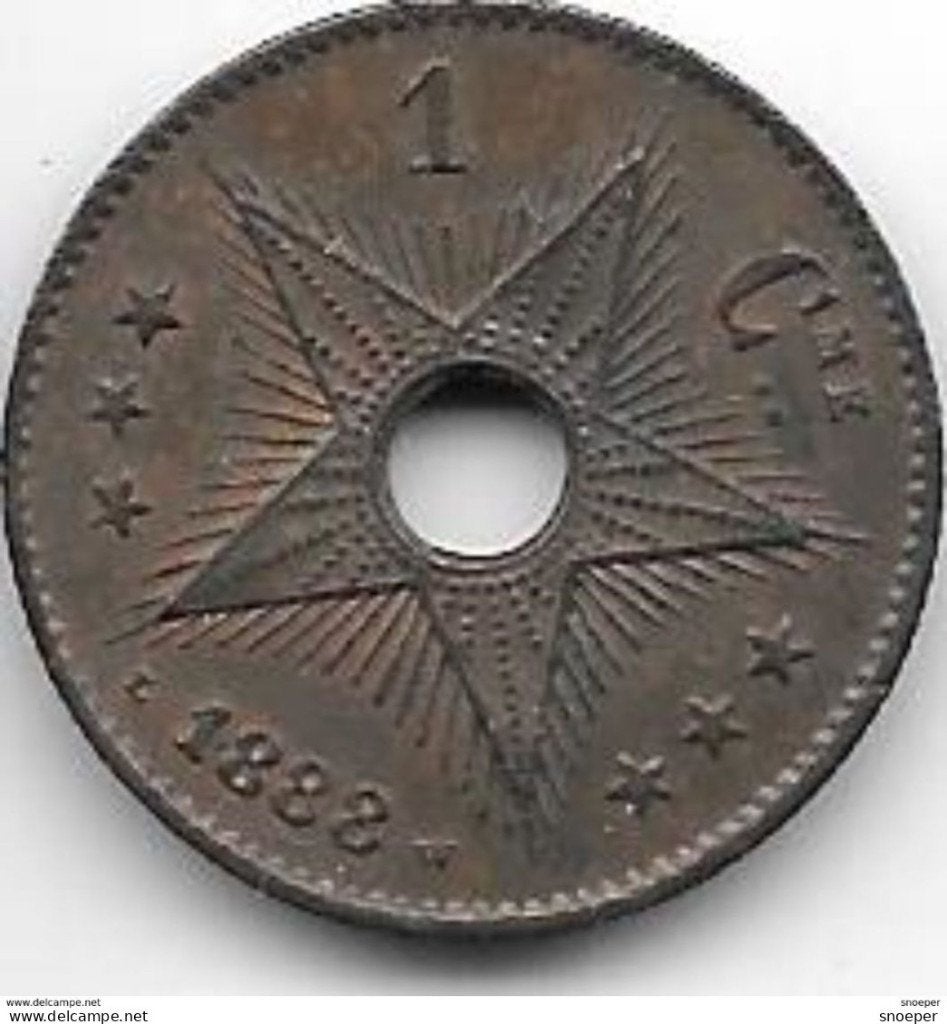 congo 1 centime 1888 km1 unc!, Verzenden, Overige landen, Losse munt