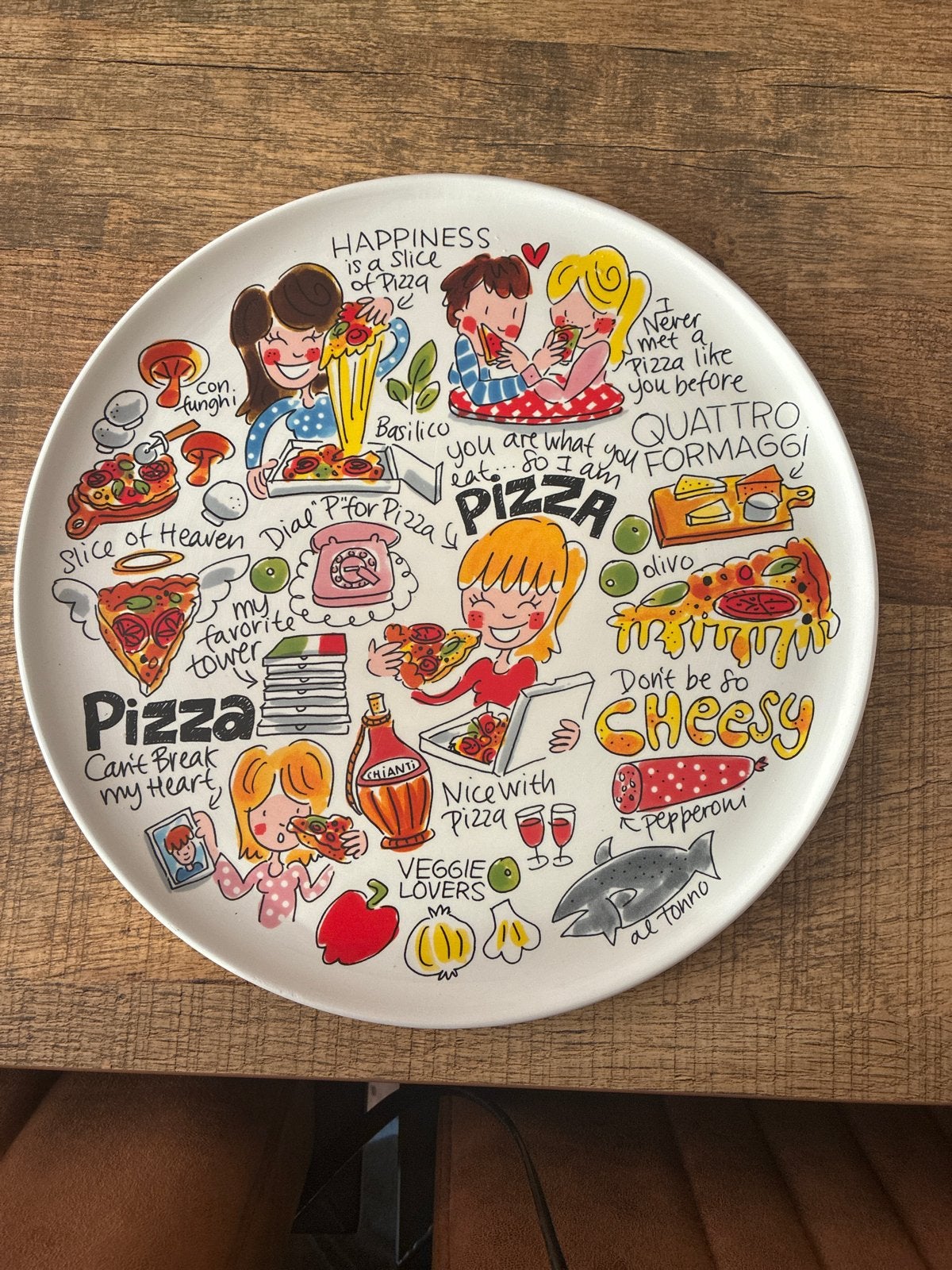 Blond Amsterdam Pizza Bord - 'Happiness is a slice of Pizza', Ophalen, Keramiek, Zo goed als nieuw, Bord(en)