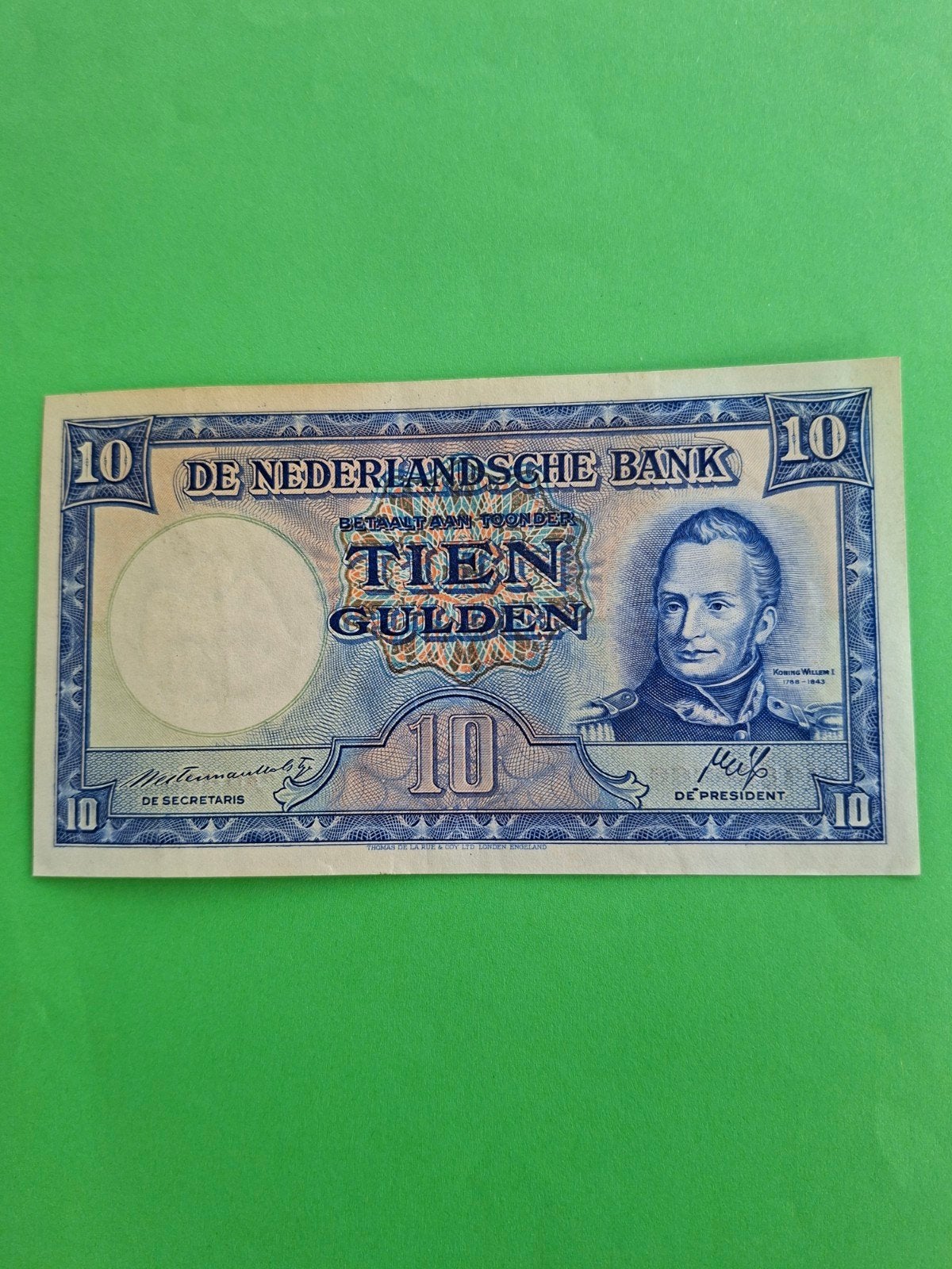 10 gulden Koning willem I uit 1945 AUNC
Serie nummer 2 AQ 86, Ophalen of Verzenden, 10 gulden, Los biljet