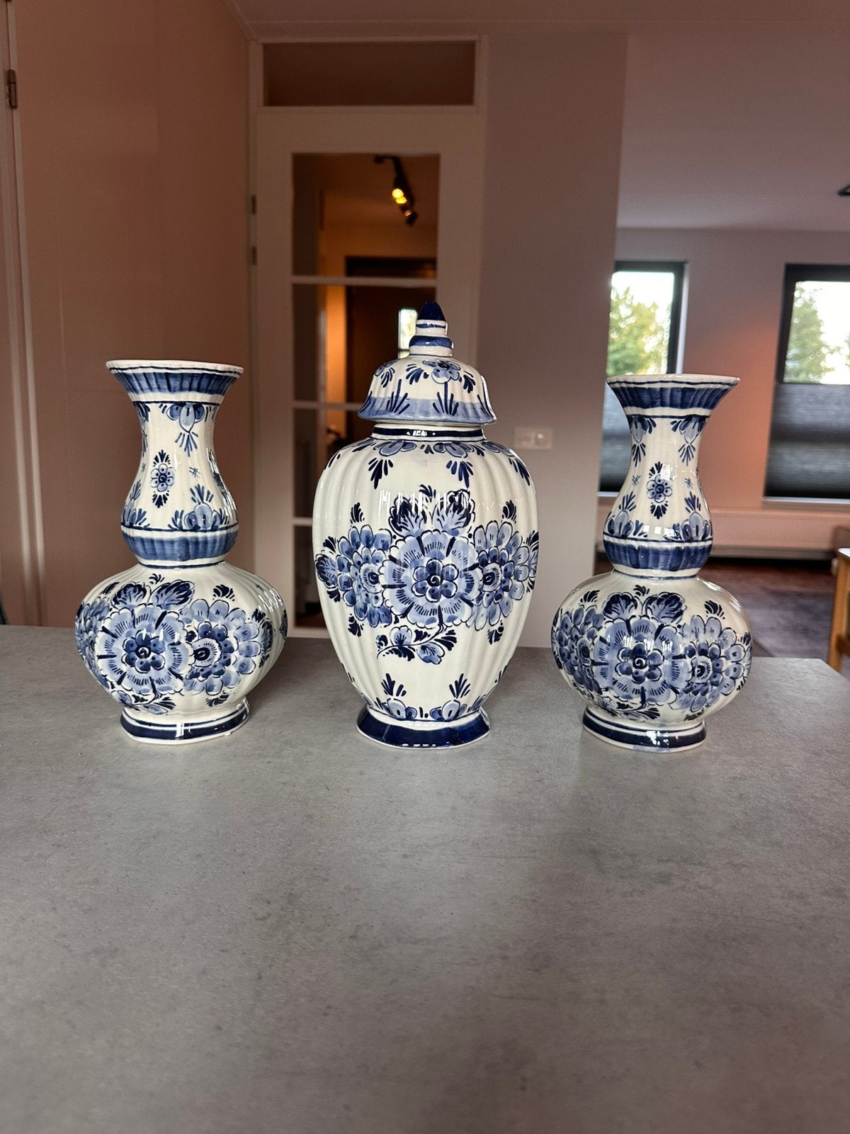 Delfts Blauw set van 3 vazen, Antiek en Kunst, Ophalen of Verzenden