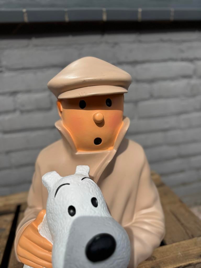 Kuifje en Bobbie beeldje - Decoratief figuur, Verzamelen, Beelden en Beeldjes, Ophalen, Zo goed als nieuw, Mens