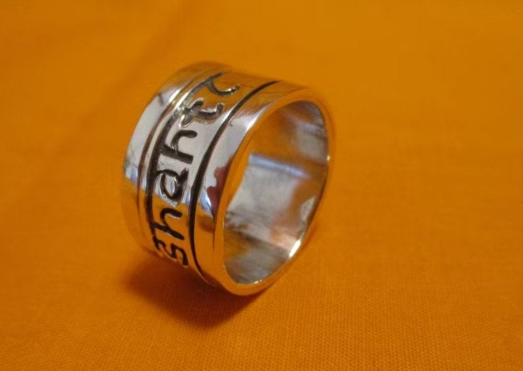 Zilveren Ohm Shanti meditatie ring, Verzenden, Nieuw, Sieraad, Hindoeïsme