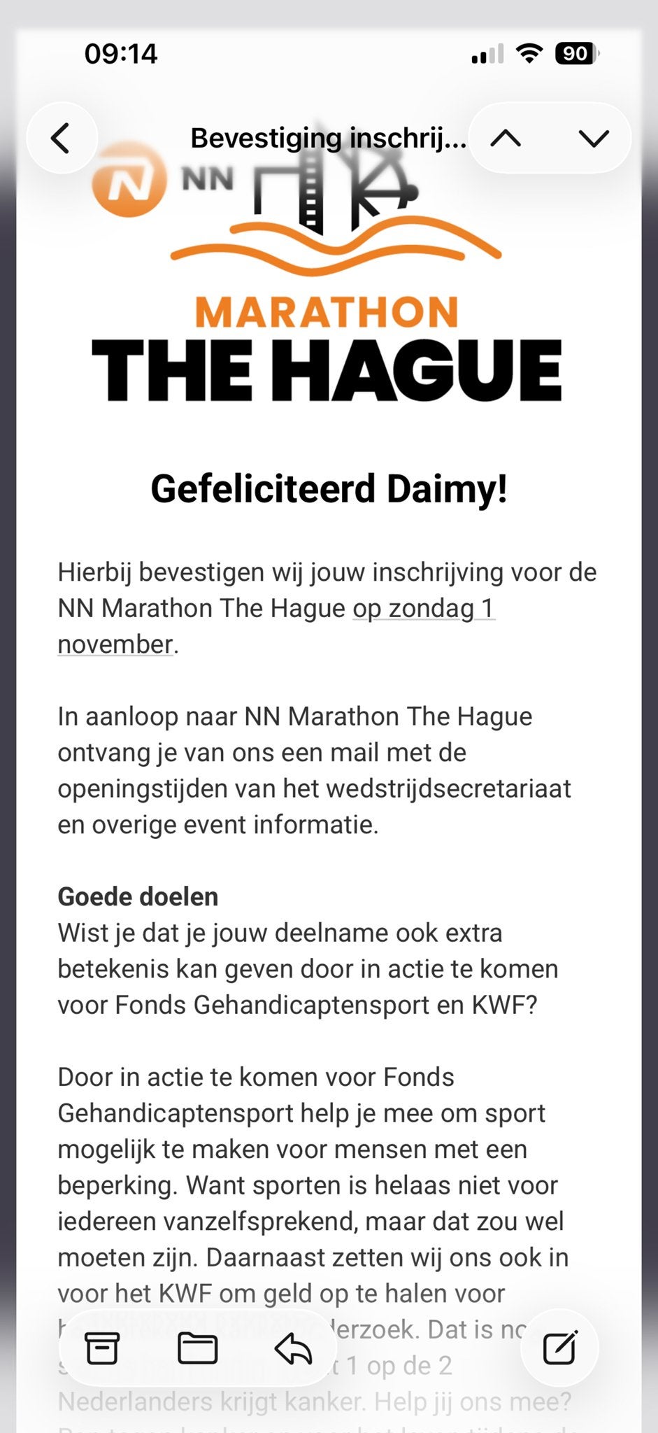 Ticket marathon Den Haag ter overname, Eén persoon