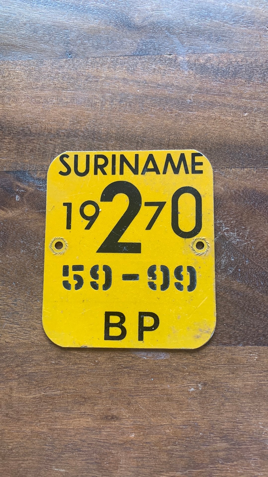 Toevoeging Suriname kentekenplaat 1970, Verzamelen, Automerken, Motoren en Formule 1, Ophalen of Verzenden, Gebruikt, Auto's