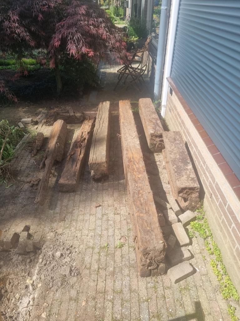 houten bielzen, Tuin en Terras, Terrasdelen en Vlonders, Ophalen, Gebruikt, Hout