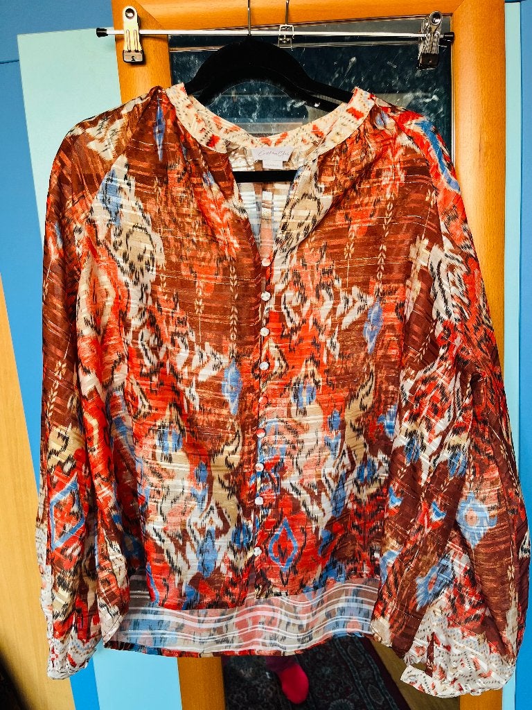 mooie kleurige blouse Cotton Club subtiele glans 42/44 nieuw, Kleding | Dames, Verzenden, Nieuw, Maat 42/44 (L), Overige kleuren