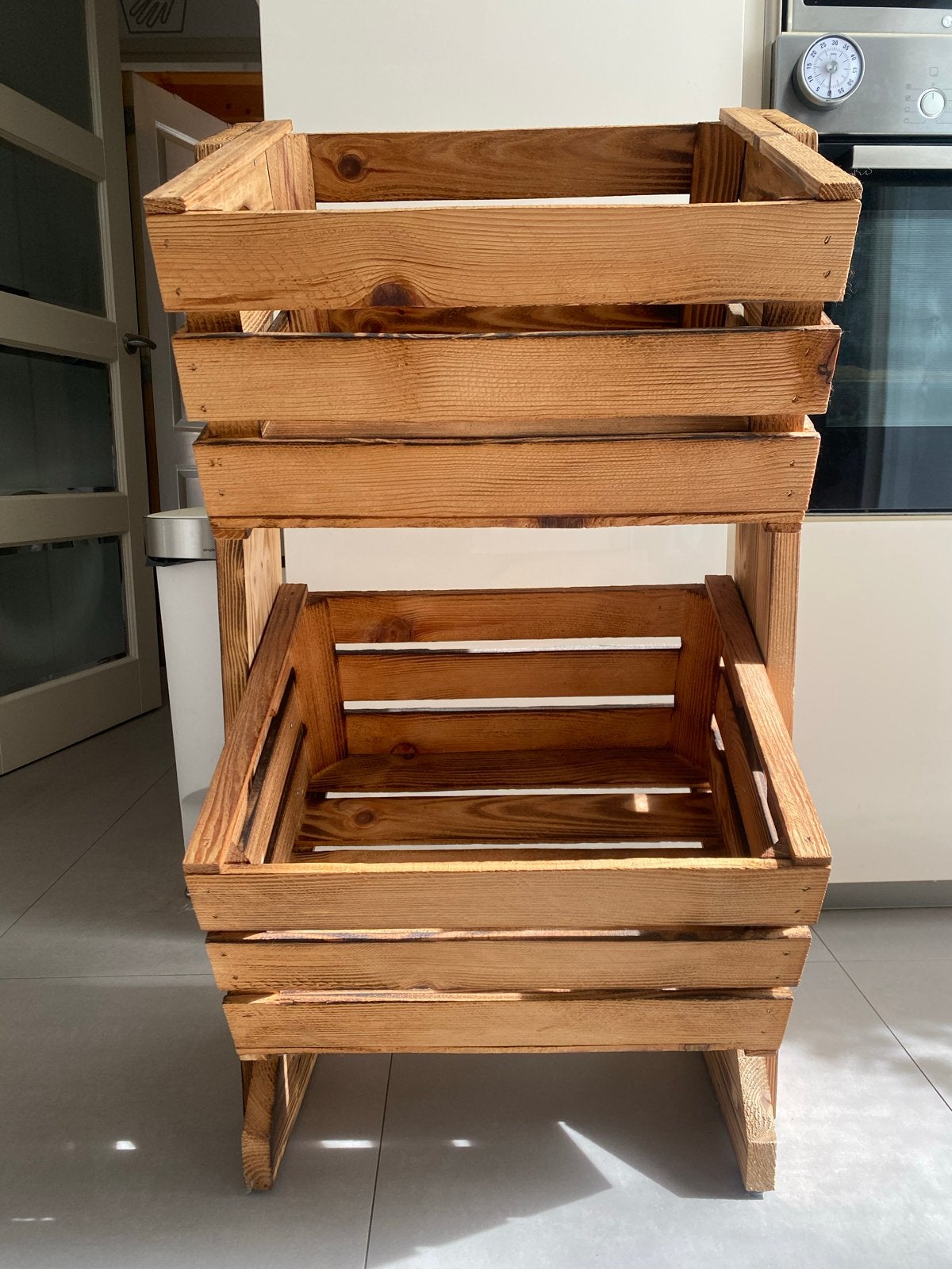 Houten krattenrek met gebrande randen - Als nieuw!, Ophalen, 50 – 75, 100 tot 150 cm, Zo goed als nieuw