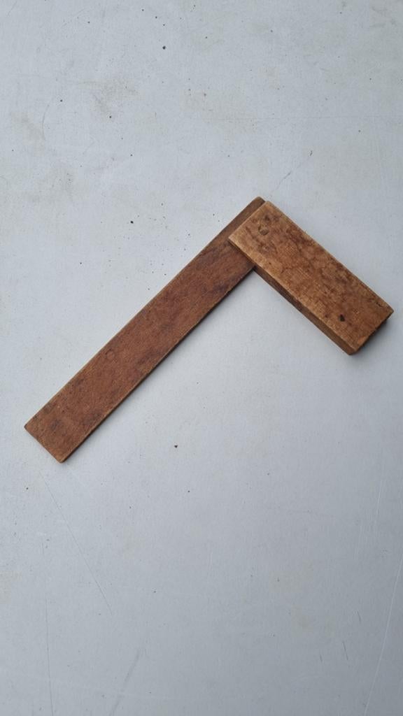 Vintage houten winkelhaak - timmermansgereedschap, Ophalen of Verzenden, Gebruikt