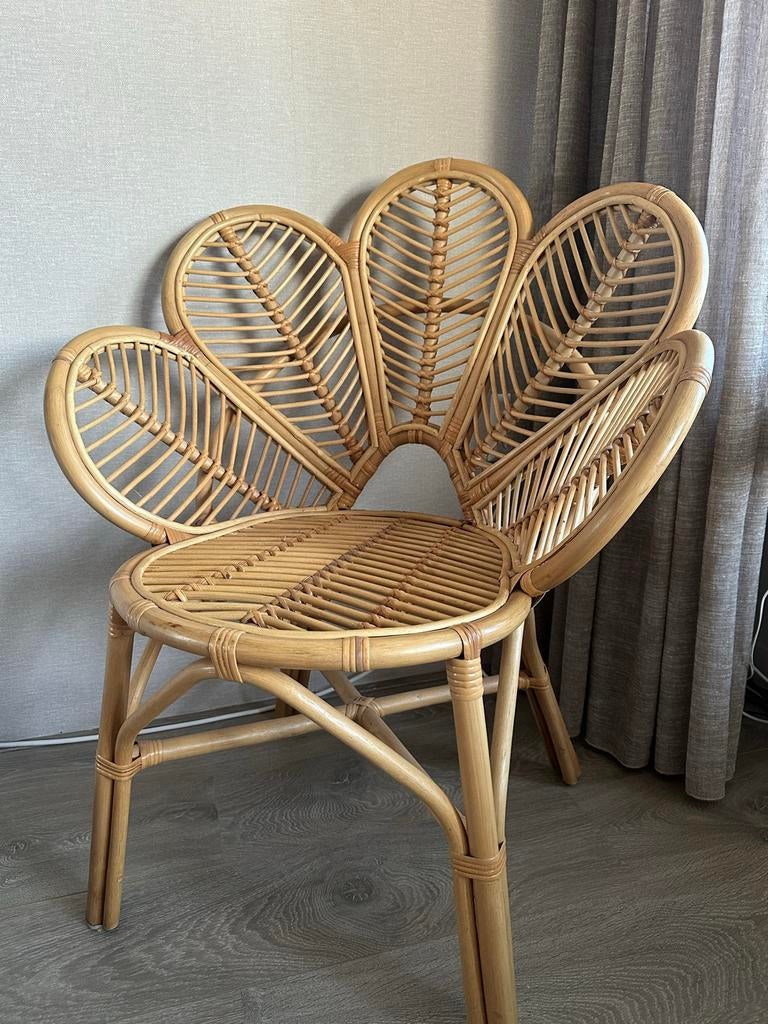 Rotan Vlinderstoel - Uniek Design, Huis en Inrichting, Stoelen, Ophalen, Bruin, Zo goed als nieuw, Eén