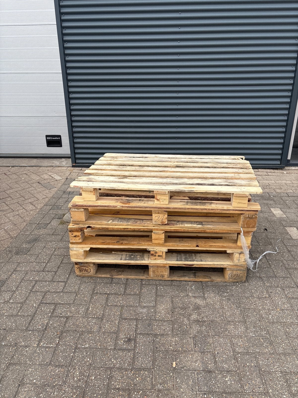 5 gebruikte houten pallets (1 EPAL, 4 standaard), Ophalen, Gebruikt, 50 mm of meer, Pallet