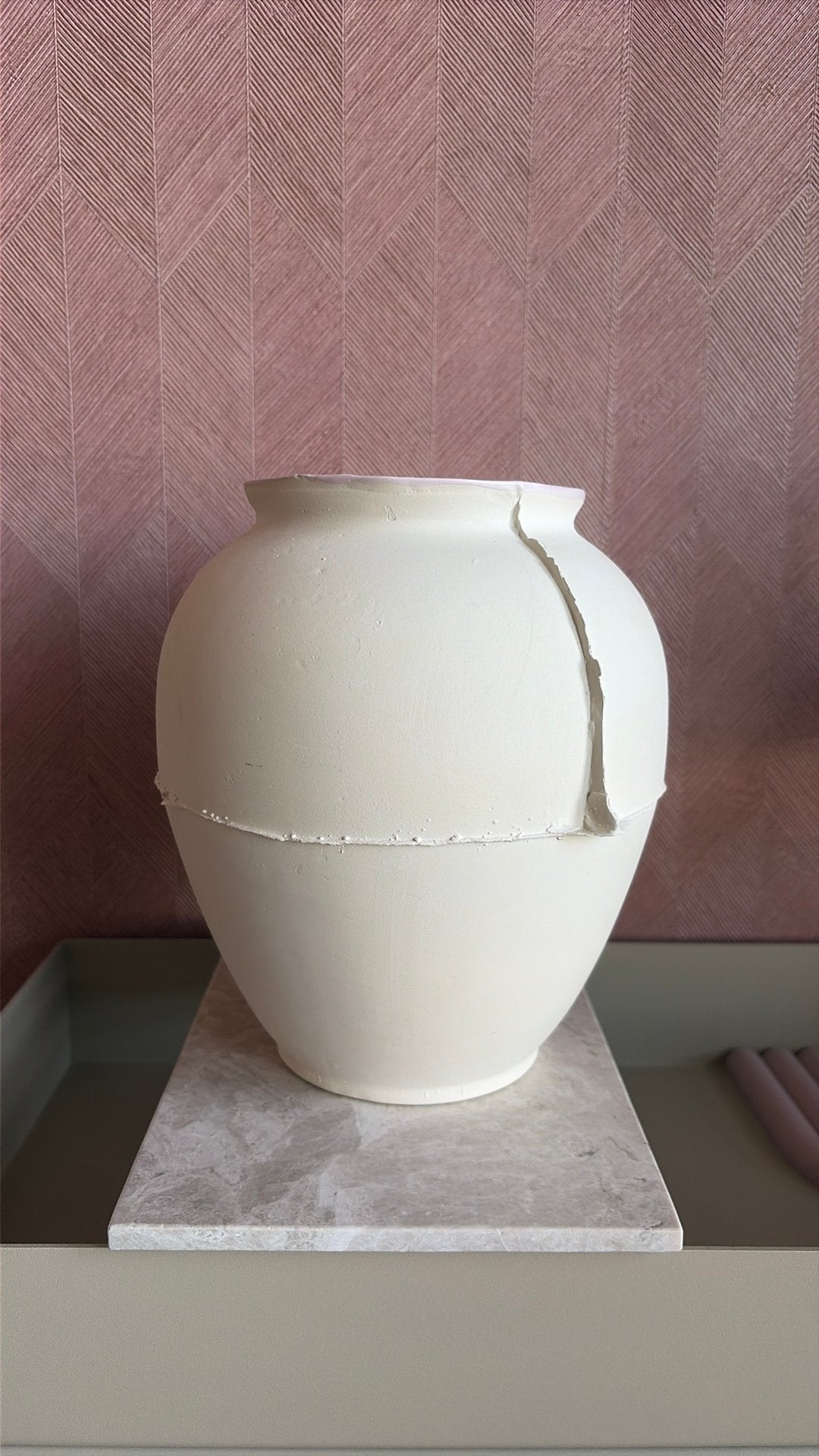 NaDesign AtelierNVMBER unieke vaas prchtg roze binnenkant, Ophalen, Zo goed als nieuw, Handgemaakt, Roze