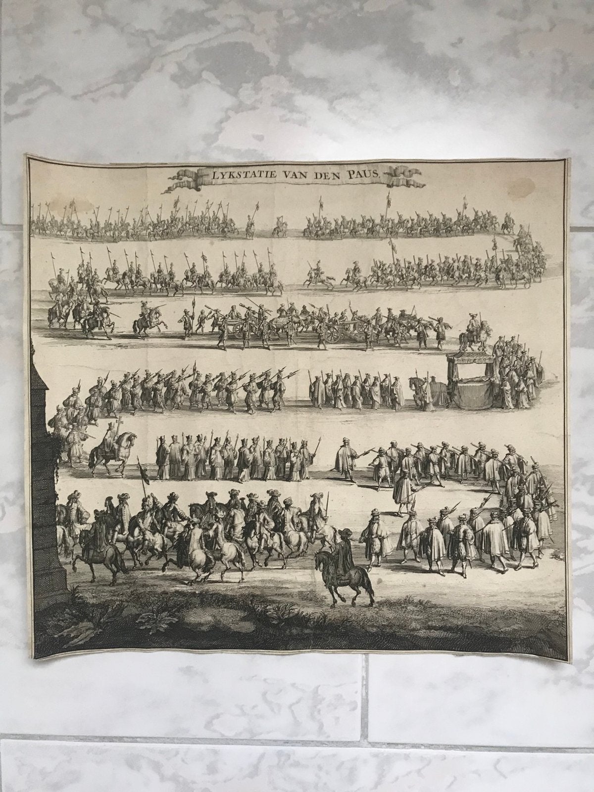 Lykstatie van den Paus, Hendrik Elandt, 1700, afm. 33x31cm., 31 cm, 33 cm, Religie, Ophalen of Verzenden