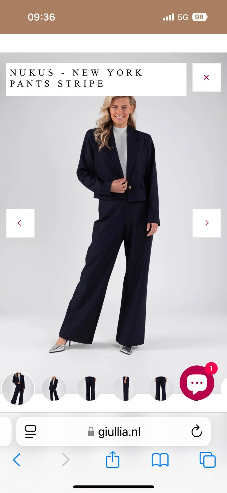 Nieuw Nukus blauw krijtstreep pak, jasja L broek M, Kleding | Dames, Jasjes, Kostuums en Pakken, Maat 38/40 (M), Kostuum of Pak