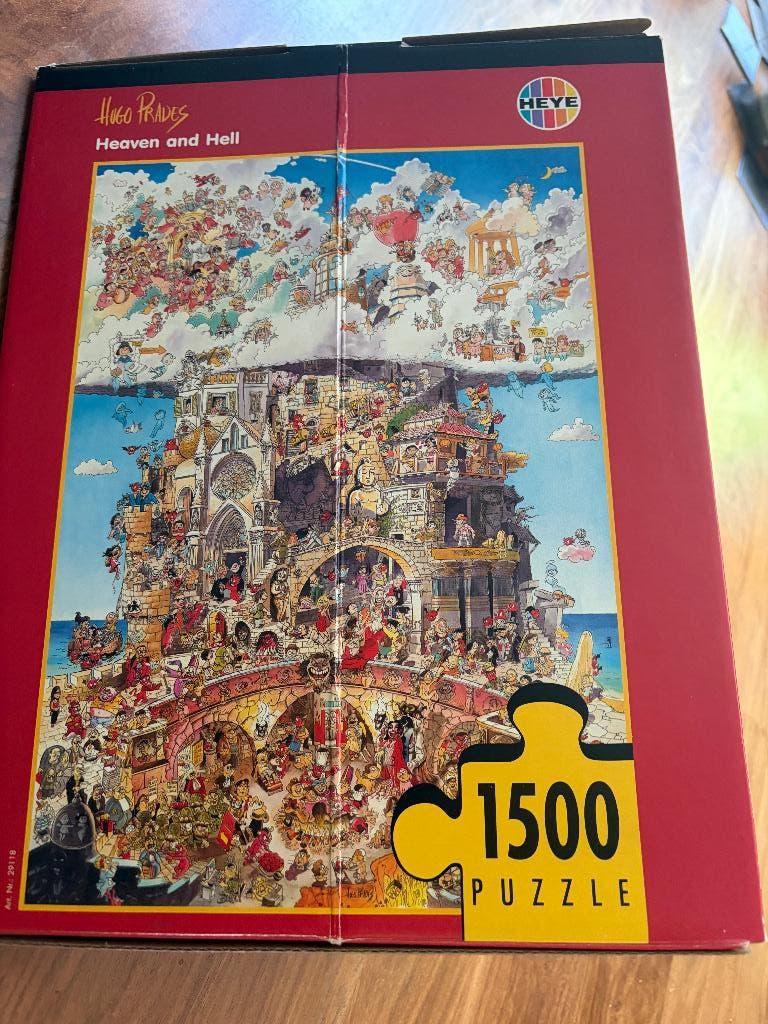 Heye puzzel Huga Prades Heaven and Hell. 1500, Ophalen of Verzenden, 500 t/m 1500 stukjes, Gebruikt, Legpuzzel