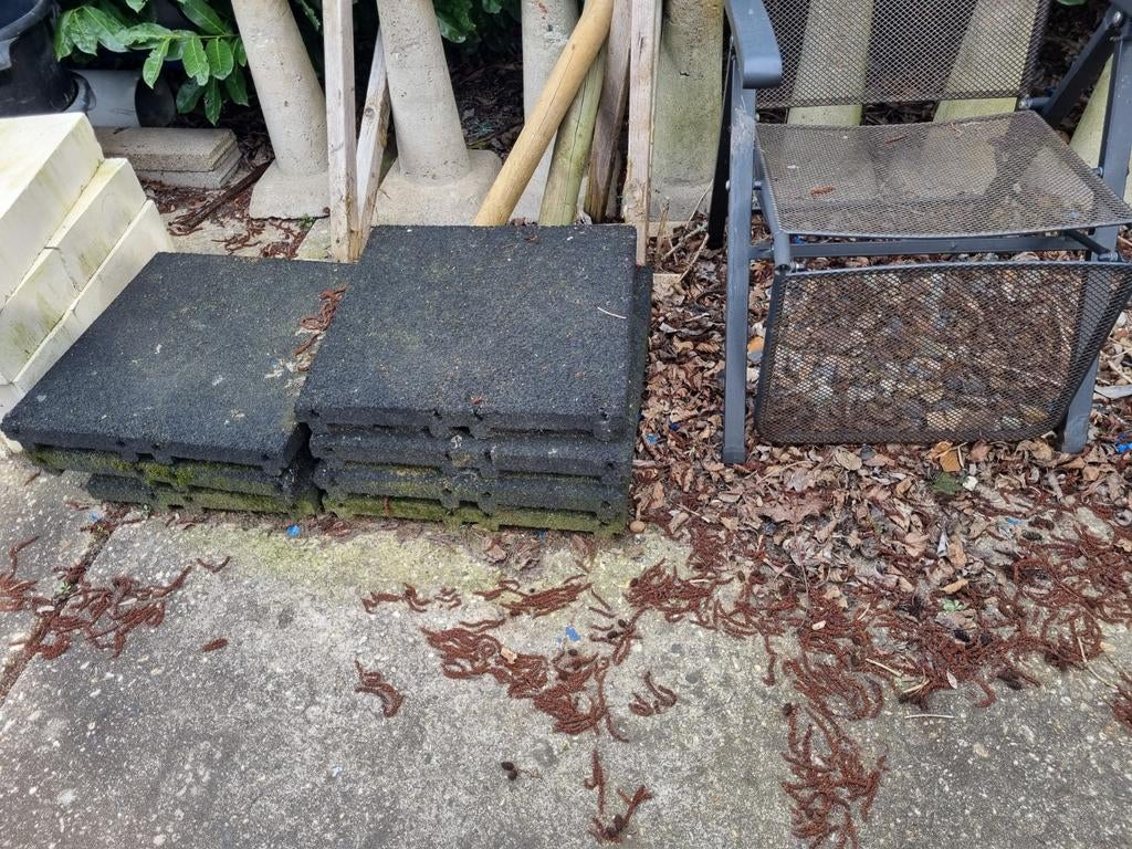 Rubberen tegels, Tuin en Terras, Ophalen, Gebruikt, Rubber, Overige typen