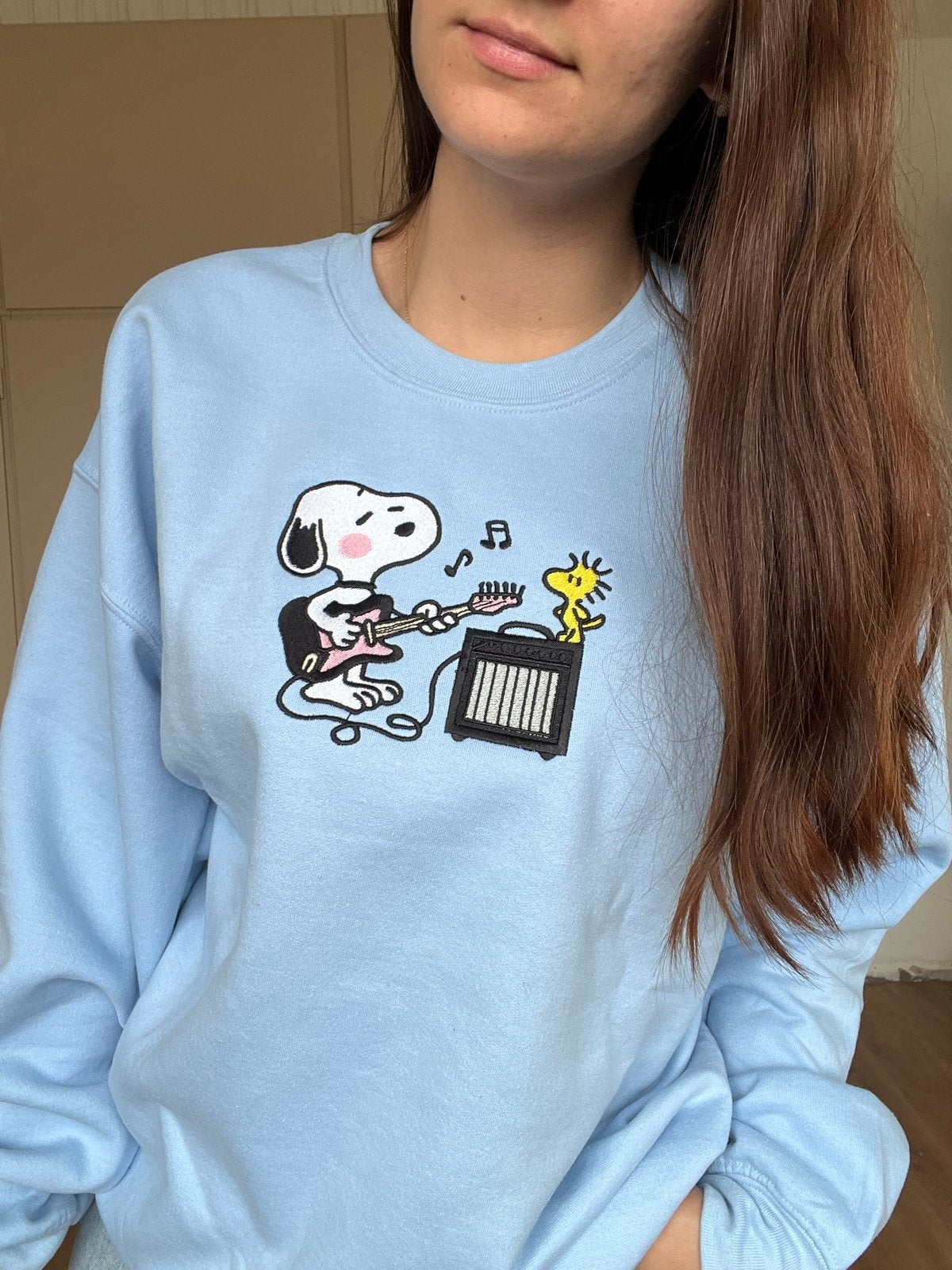 Snoopy geborduurde T-shirt of sweatshirt - Kies maat & kleur, Maat 38/40 (M), Blauw, Tropical Mind, Nieuw