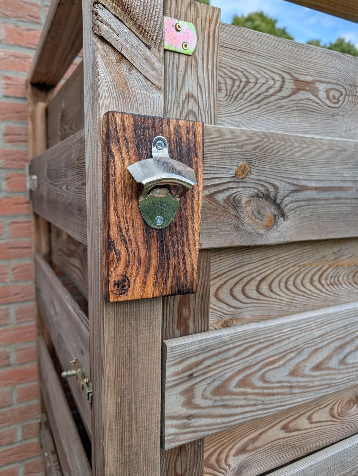 Wandopener - Flessenopener op houten plank, Overige typen, Hout, Nieuw, Ophalen of Verzenden