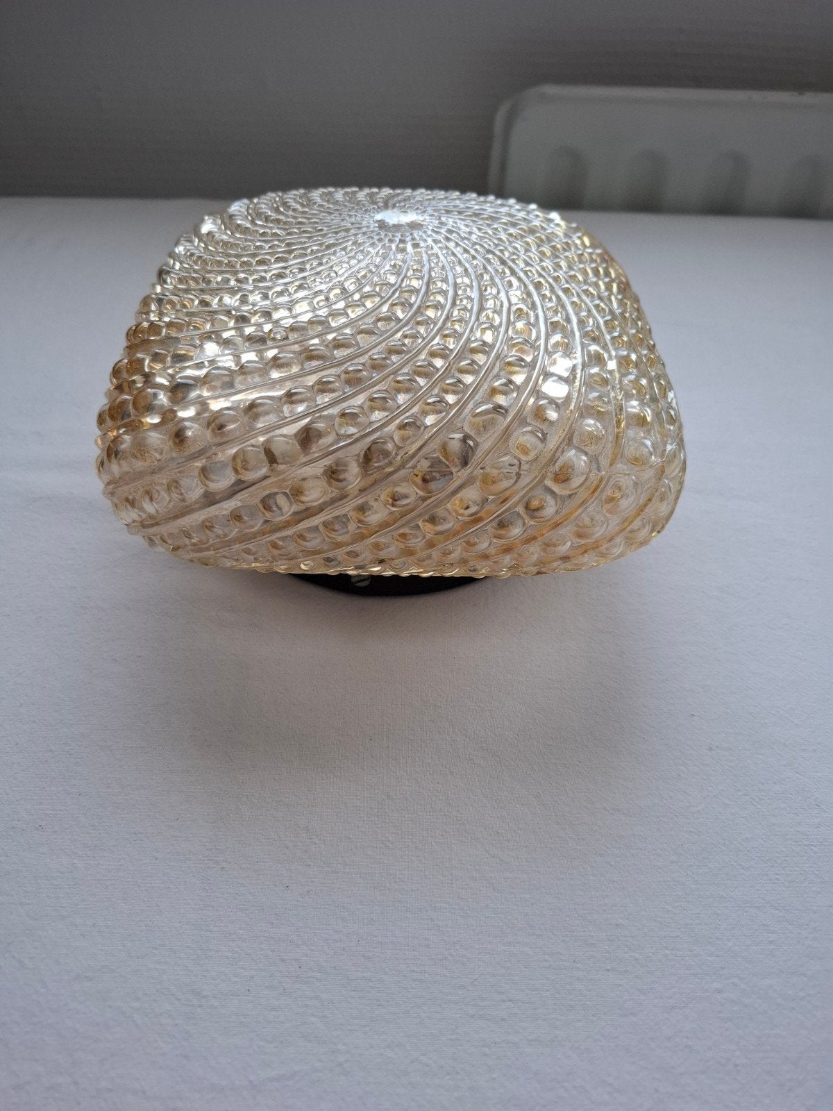 Vintage glazen plafonlamp, Huis en Inrichting, Lampen | Plafondlampen, Ophalen of Verzenden, Gebruikt, Glas, Plafondlamp