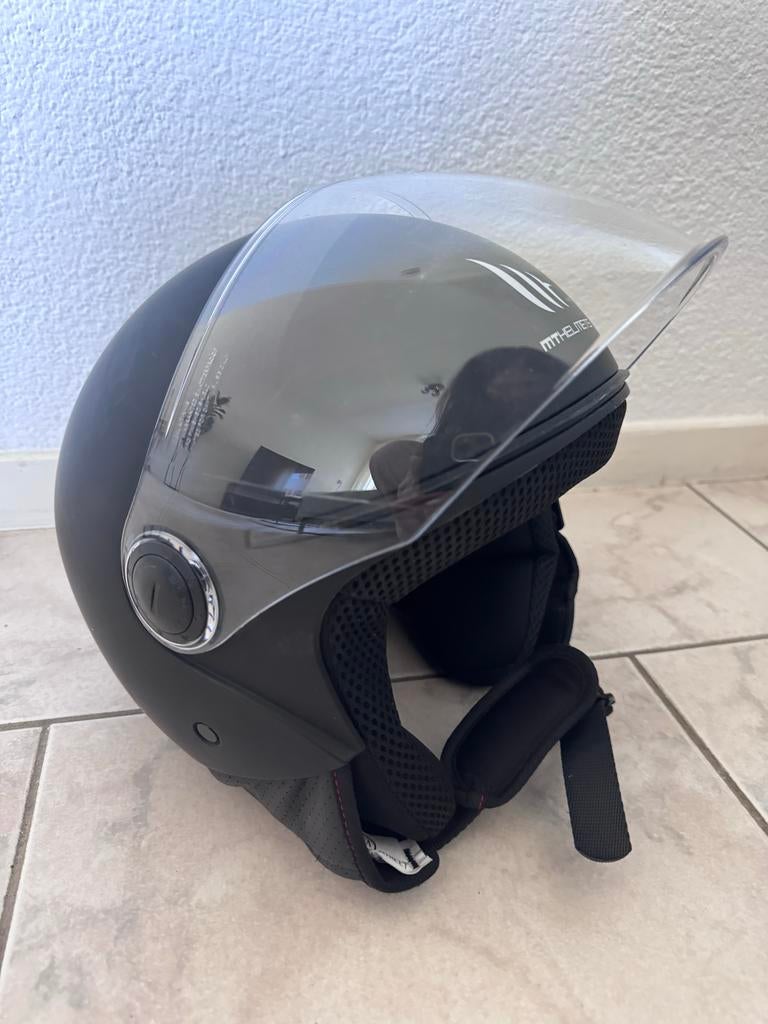 MT Helmets Open Face Scooterhelm - Mat Zwart, Ophalen, Zo goed als nieuw, Medium